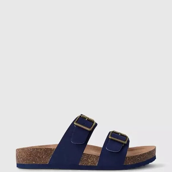 NWT Gap Kids Navy Blue Double Buckle Cork Sandals Shoes slides slippers Sz 3-4 - Picture 14 of 15